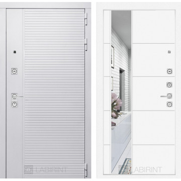Входная дверь PIANO WHITE с зеркалом 19 - Белый софт
