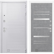 Входная дверь PIANO WHITE 20 - Бетон светлый, зеркальные вставки
